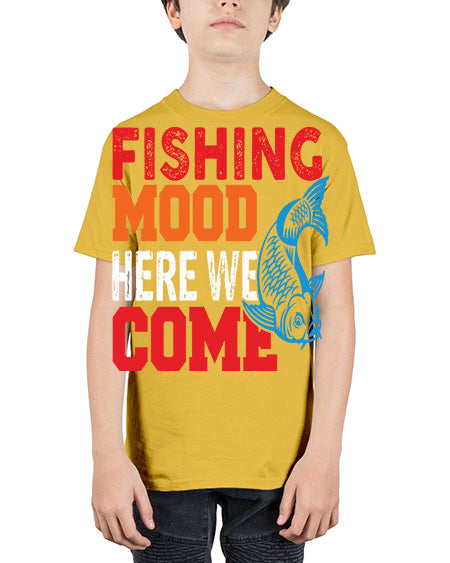 fishing mood here we come png 76# - shark-fish - Youth Tee Unisex