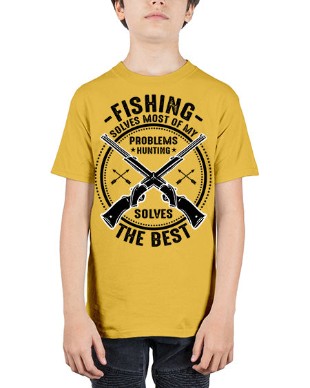 fishing solves most 74# - shark-fish - Youth Tee Unisex
