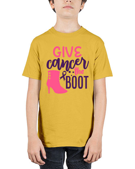give cancer the boot Style 11# - breast cancer - Youth Tee Unisex