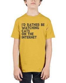id rather be watching cats on the internet - cats - Youth Tee Unisex