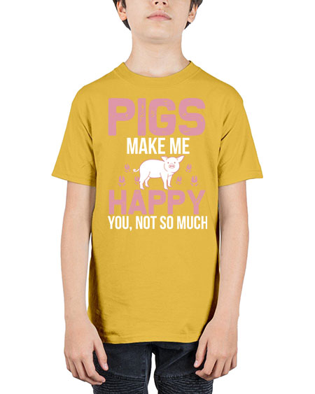 pigs make me happy Style 35# - pig - Youth Tee Unisex