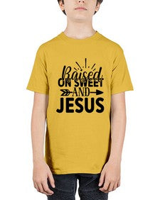 raised on sweet and jesus 1491# - tea - Youth Tee Unisex