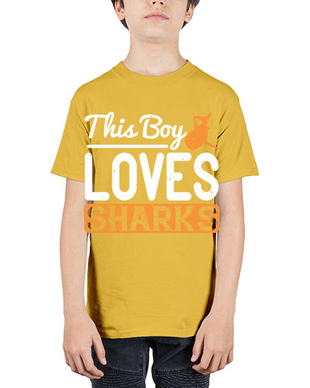 this boy loves sharks Style 14# - shark-fish - Youth Tee Unisex