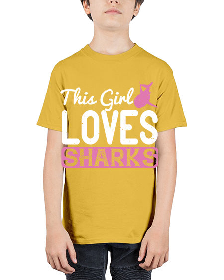 this girl loves sharks Style 12# - shark-fish - Youth Tee Unisex