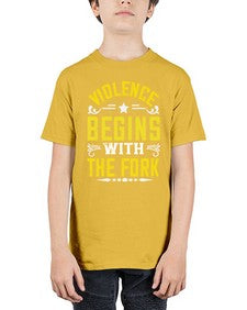 violence begins with the fork 456# - vegan - Youth Tee Unisex