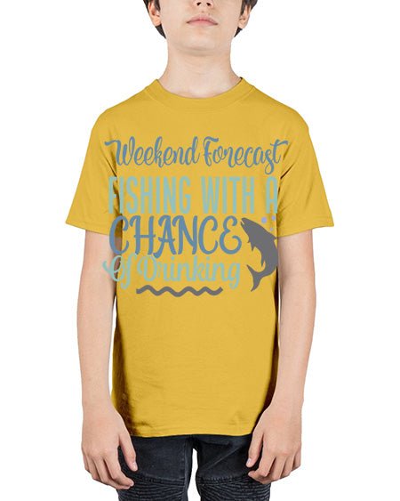 weekend forecast fishing with a chance of drinking 91# - shark-fish - Youth Tee Unisex