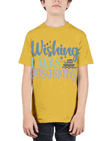 wishing i was fishing 90# - shark-fish - Youth Tee Unisex
