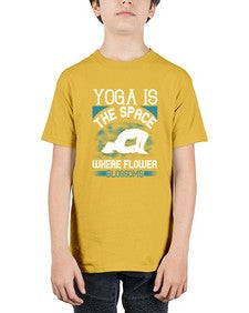 yoga is the space where flower blossoms  627# - yoga - Youth Tee Unisex