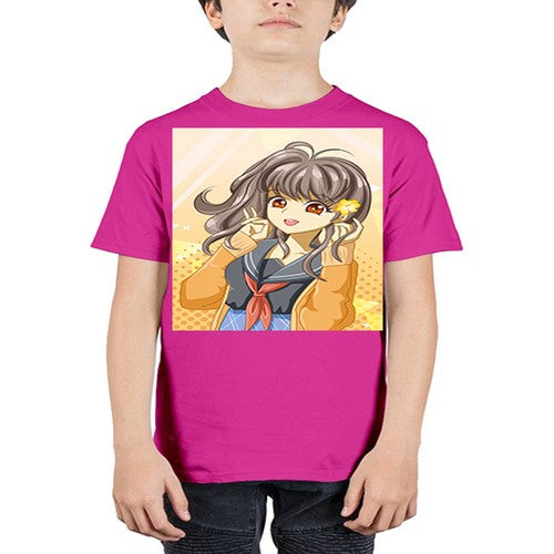 A beautiful and happy girl back to school 90# - anime - Youth Tee Unisex