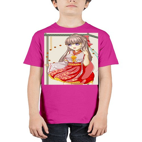 A beautiful and happy girl with kimono 104# - anime - Youth Tee Unisex
