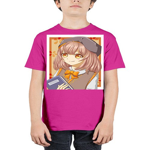 A beautiful girl wearing uniform with book 93# - anime - Youth Tee Unisex