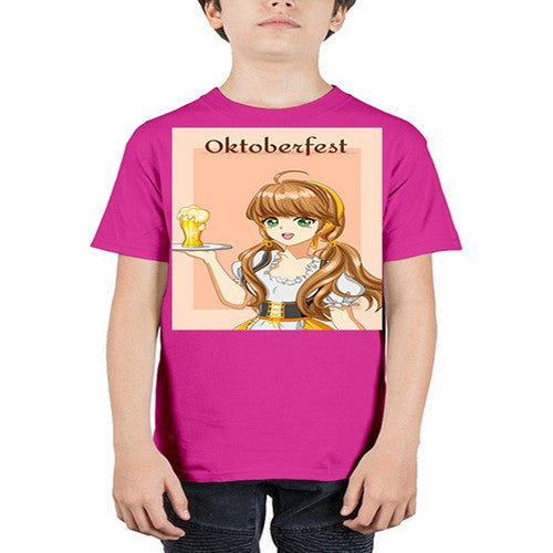 A beautiful girl with beer happy at celebrating the oktoberfest 87# - anime - Youth Tee Unisex