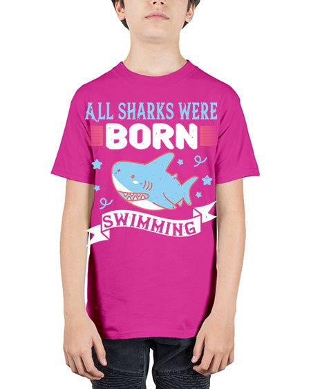 All sharks were born swimming Style 98# - shark-fish - Youth Tee Unisex