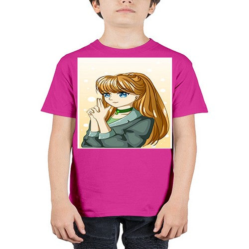 Beautiful and cool girl with long blonde hair 152# - anime - Youth Tee Unisex