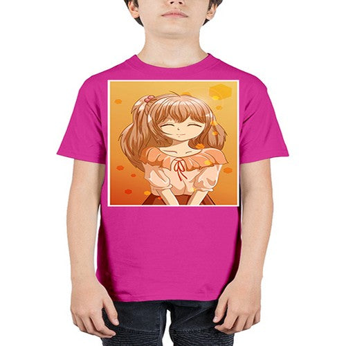 Beautiful and cute girl brown hair at sunset 164# - anime - Youth Tee Unisex