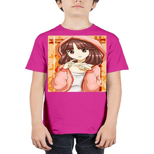 Beautiful and cute girl brown hair with jacket 81# - anime - Youth Tee Unisex