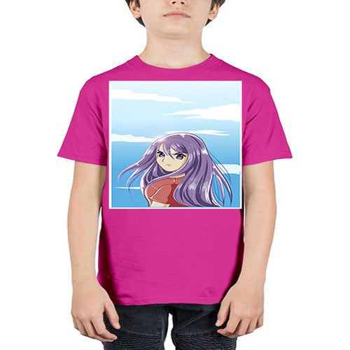 Beautiful and cute girl purple long hair in the summer with 109# - anime - Youth Tee Unisex