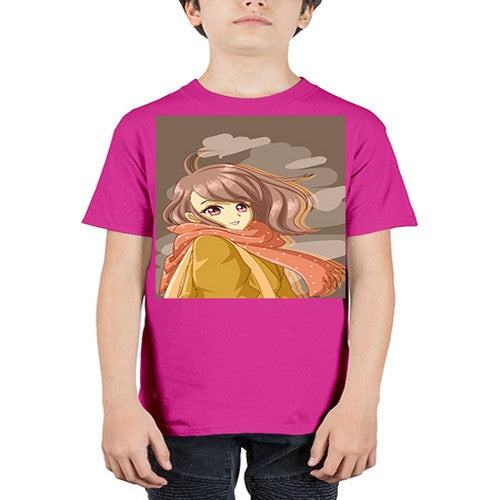 Beautiful and cute girl with scarf 91# - anime - Youth Tee Unisex