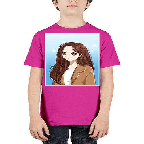 Beautiful and happy girl long hair with suit 94# - anime - Youth Tee Unisex