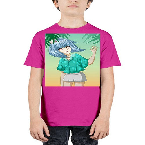 Beautiful and happy girl on the beach in summer 48# - anime - Youth Tee Unisex