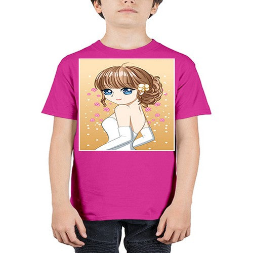 Beautiful and happy girl wearing wedding dress 84# - anime - Youth Tee Unisex