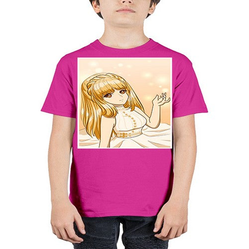 Beautiful and happy princess long yellow hair 24# - anime - Youth Tee Unisex