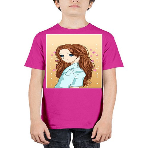 Beautiful and pretty girl brown long hair 123# - anime - Youth Tee Unisex