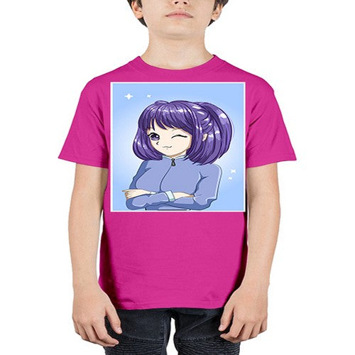 Beautiful girl short purple hair 6# - anime - Youth Tee Unisex