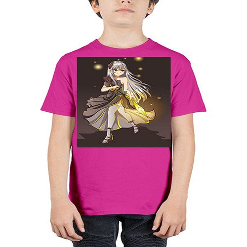 Beautiful girl with black dress and sword game 129# - anime - Youth Tee Unisex