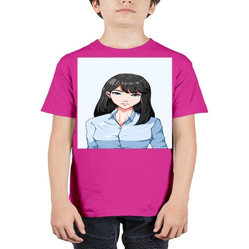 Beautiful office woman long black hair 7# - anime - Youth Tee Unisex