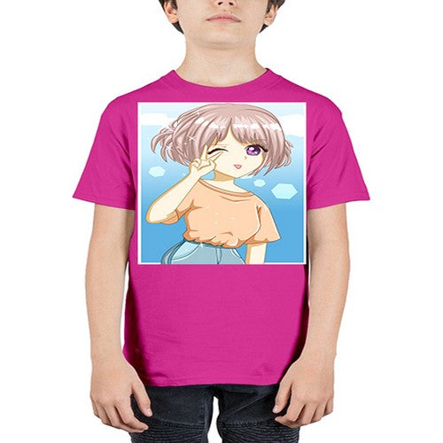 Cute and beautiful girl cream hair yellow shirt 29# - anime - Youth Tee Unisex
