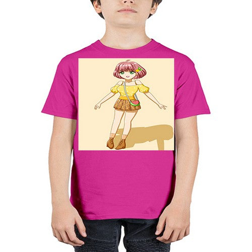 Cute and beautiful girl in summer with yellow dress 54# - anime - Youth Tee Unisex