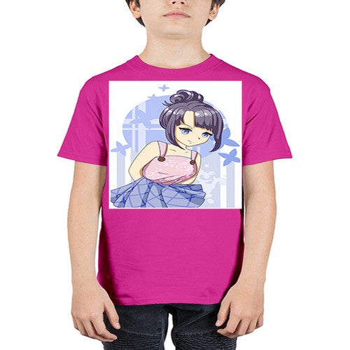 Cute and beautiful girl purple hair 167# - anime - Youth Tee Unisex
