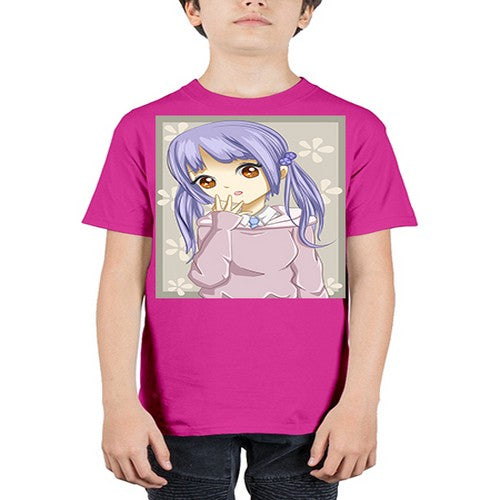 Cute and beautiful girl purple hair 25# - anime - Youth Tee Unisex