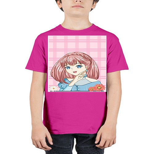 Cute and beautiful princess pink short hair 72# - anime - Youth Tee Unisex