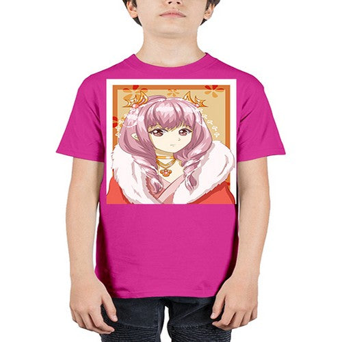 Cute and beautiful queen pink hair with red dress 124# - anime - Youth Tee Unisex