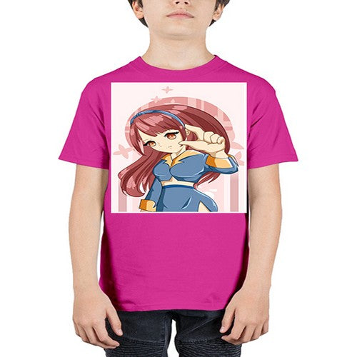 Cute and cool girl red long hair 166# - anime - Youth Tee Unisex