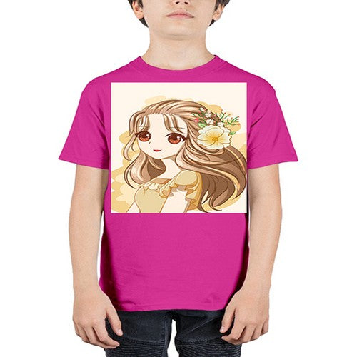 Cute and happy girl with flowers crown 57# - anime - Youth Tee Unisex