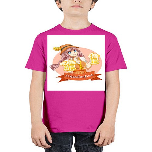 Cute and happy woman celebrating oktoberfest with beer 177# - anime - Youth Tee Unisex