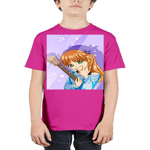 Cute and soft girl with guitar 53# - anime - Youth Tee Unisex