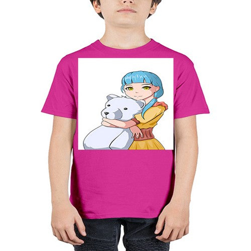 Cute girl with bear doll 26# - anime - Youth Tee Unisex