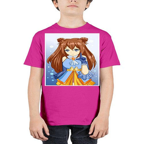 Cute little beautiful girl blue gold clothes cartoon 171# - anime - Youth Tee Unisex