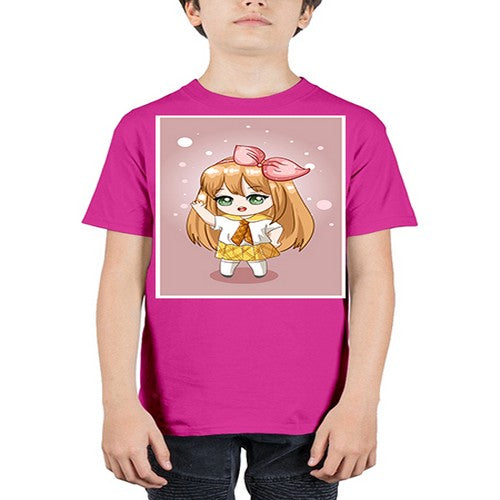 Cute little girl yellow hair wearing uniform 130# - anime - Youth Tee Unisex