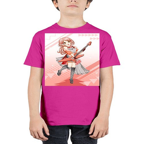 Cute rock star girl with guitar game 17# - anime - Youth Tee Unisex