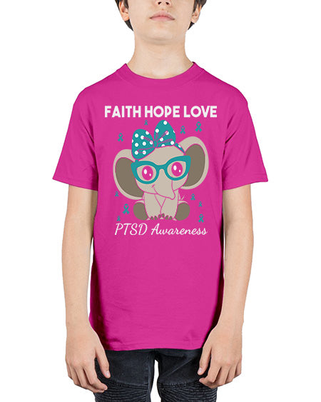 Elephant I Have PTSD Awareness 25# - PTSD - Youth Tee Unisex