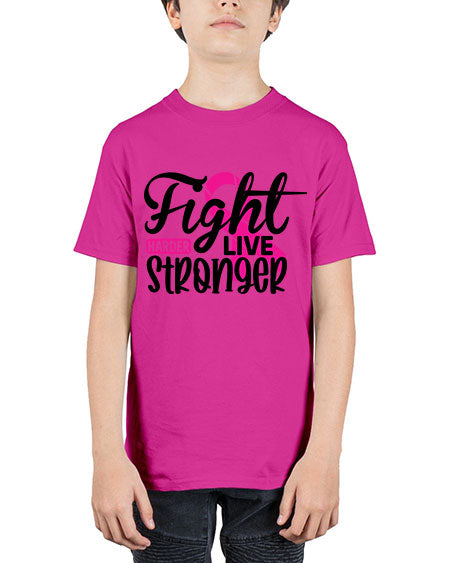 Fight Harder Live Stronger 27# - breast cancer - Youth Tee Unisex