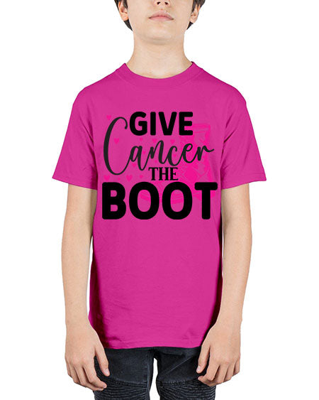 Give Cancer the Boot 24# - breast cancer - Youth Tee Unisex