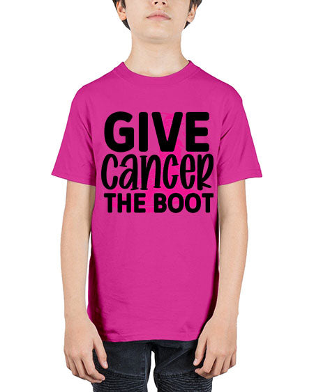 Give Cancer the Boot 25# - breast cancer - Youth Tee Unisex