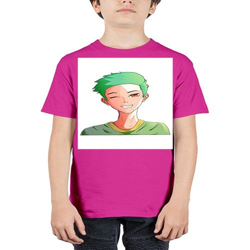 Handsome boy green hair wearing green shirt 35# - anime - Youth Tee Unisex