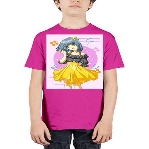 Happy and funny girl with black yellow dress in summer 41# - anime - Youth Tee Unisex